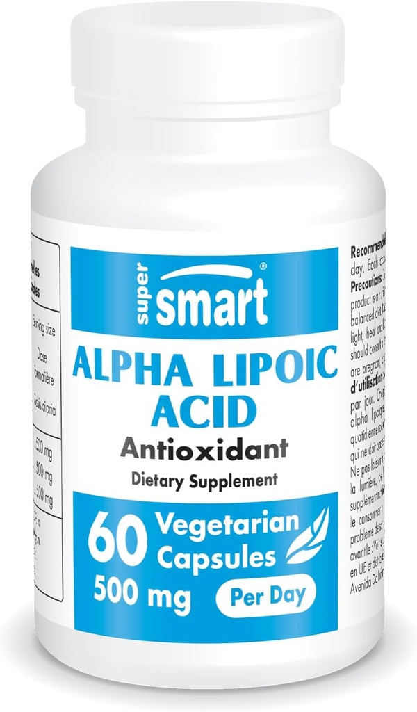 Supersmart - Alpha Lipoic Acid 500mg per day - High Potency Universal Antioxidant - ALA Supplement 