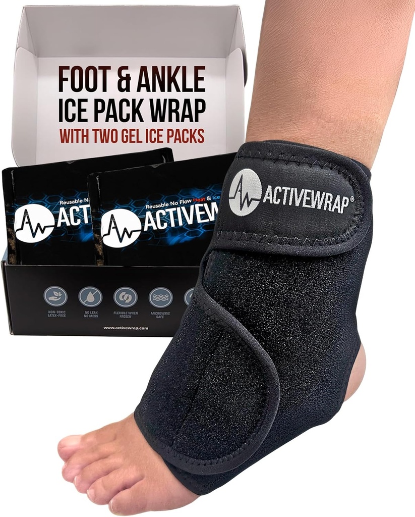 ActiveWrap Foot & Ankle Ice Pack Zabaľte pre podpätok, oblúk, a členky nepohodlie, opuch, bolesť, a zranenie zotavenie 