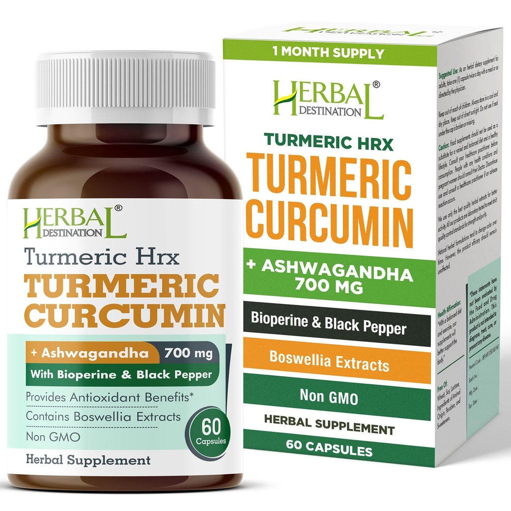 Turmerica Supplement Hrx- Immune Supplement, Metabolizmus Booster Joint Suplement with Turmerica Curcumin, Boswellia, Curcuma & Black Pepper Extract - 60 Kapsule