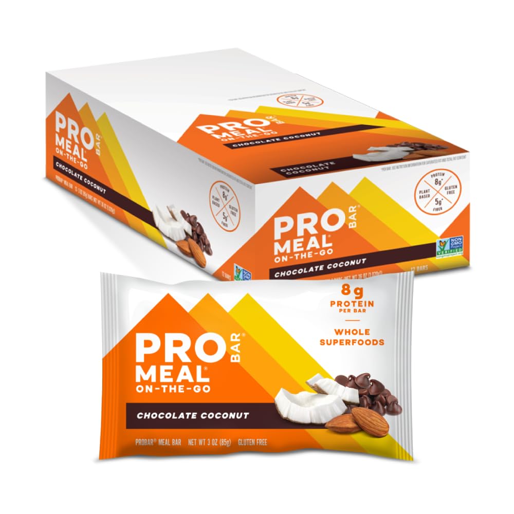 PROBAR - MÄSO Bar, Cocolate Coconut, Non-GMO, Gluten-Free, Zdravé, Rastlinné, Celo-Potraviny zložiek, Prírodná energia (12 Počet)