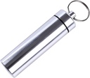 Strieborné malé prenosné pilulky Box Keychain, hliníková zliatina Mini pilulky Organizátor Prípad Kontajner pre Purse,Vododolné kovové pilulky držiak lekárstva fľaša pre vonkajšie Camping Cestovné pomôcky