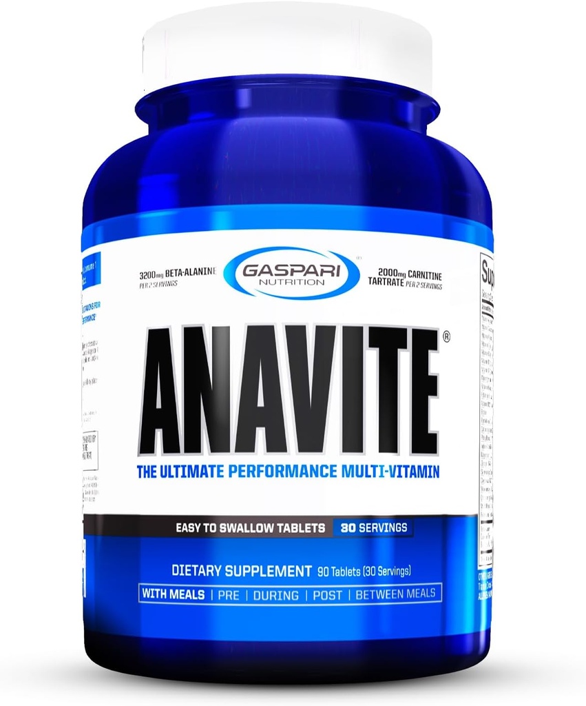 Gaspari Nutrition Anavite, Sports Multi-vitamín s aminokyselinami, Beta-Alanine a L-karnitín, Vylepšený výkon a zotavenie (Nová menšia veľkosť, 30 Servings)