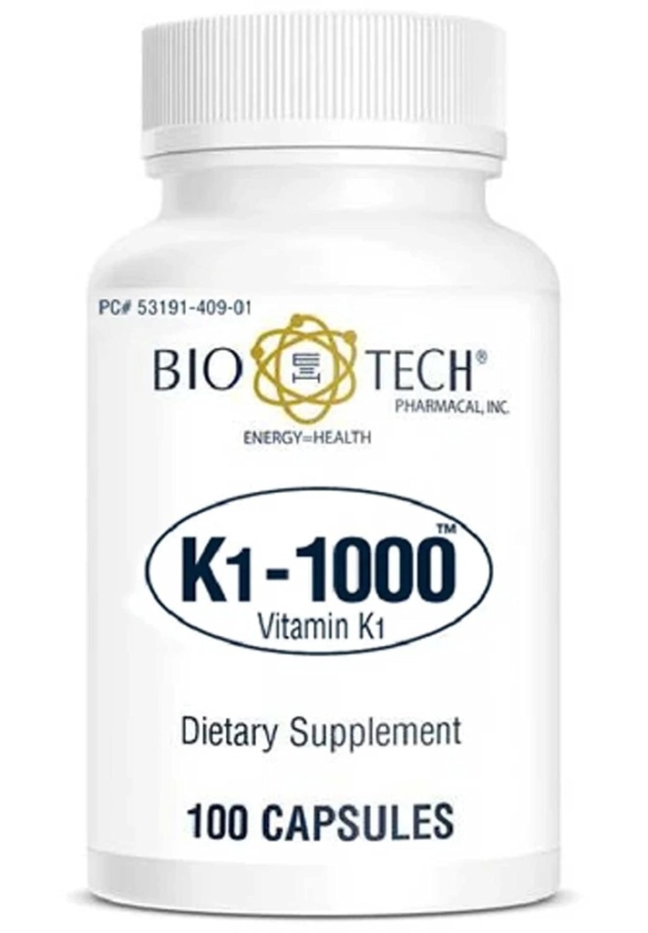 K1-1000 (vitamín K1) 100 kapsúl - 3 balenia - Bio-Tech Pharmacal