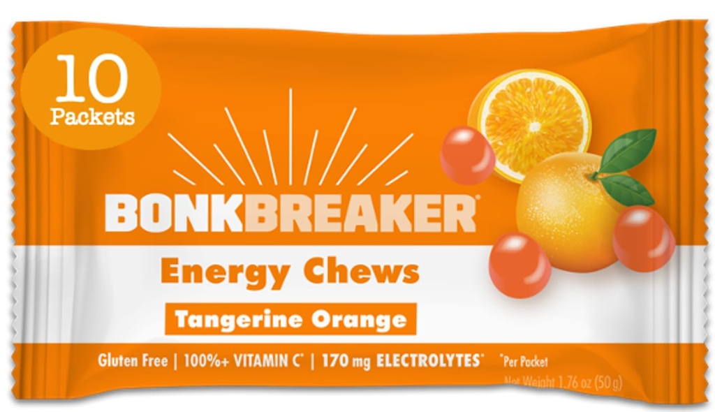 Bonk Breaker Energy Chews, Dairy-free, Gluten-free Ingrediencie poskytnúť rýchlu energiu a zameranie, 1 Box 10 paketov, Tangerine Orange