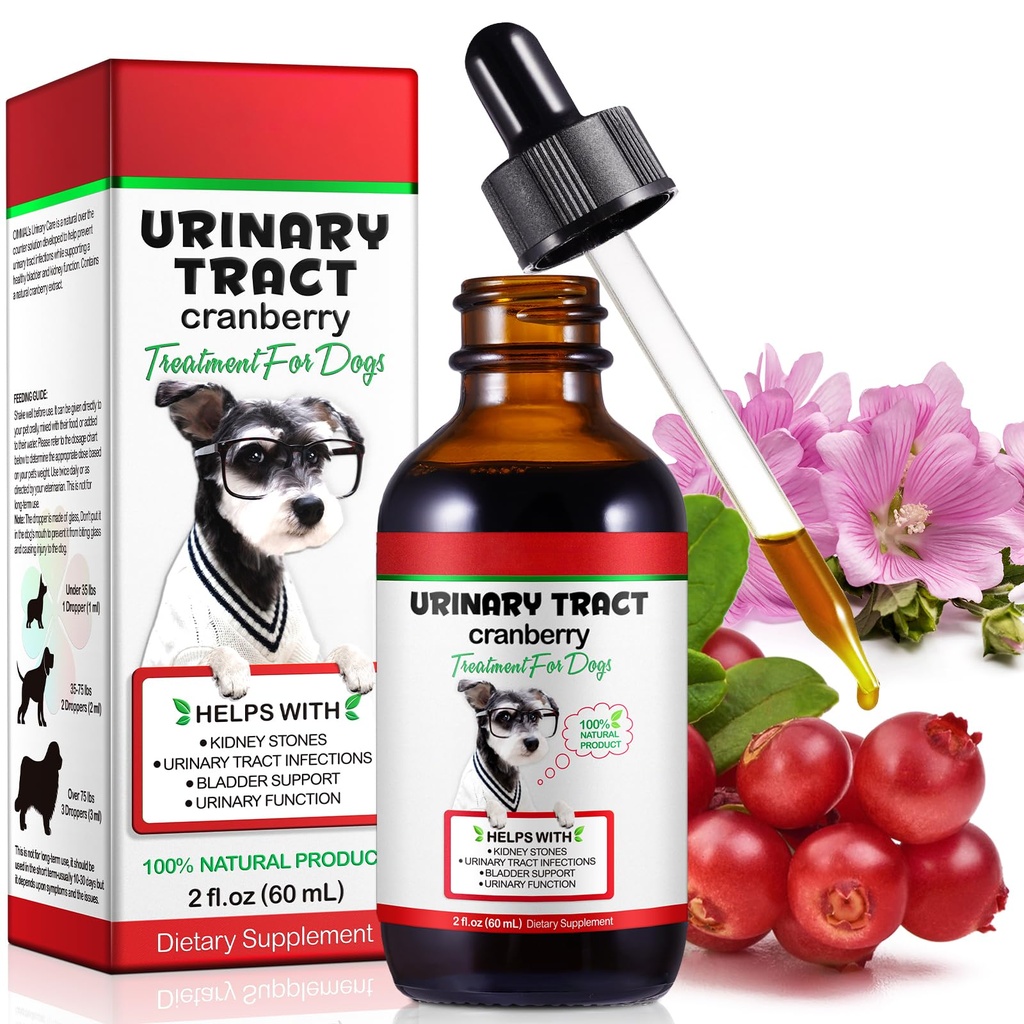 Urinary Tract for Psy, Pes Urinary Tract Infekcie Liečba kvapky Podporuje močový mechúr, Obličkový kameň a pes UTI, Pet Supplies Health Care, Bacon Flavor- 60ml / 2.02oz