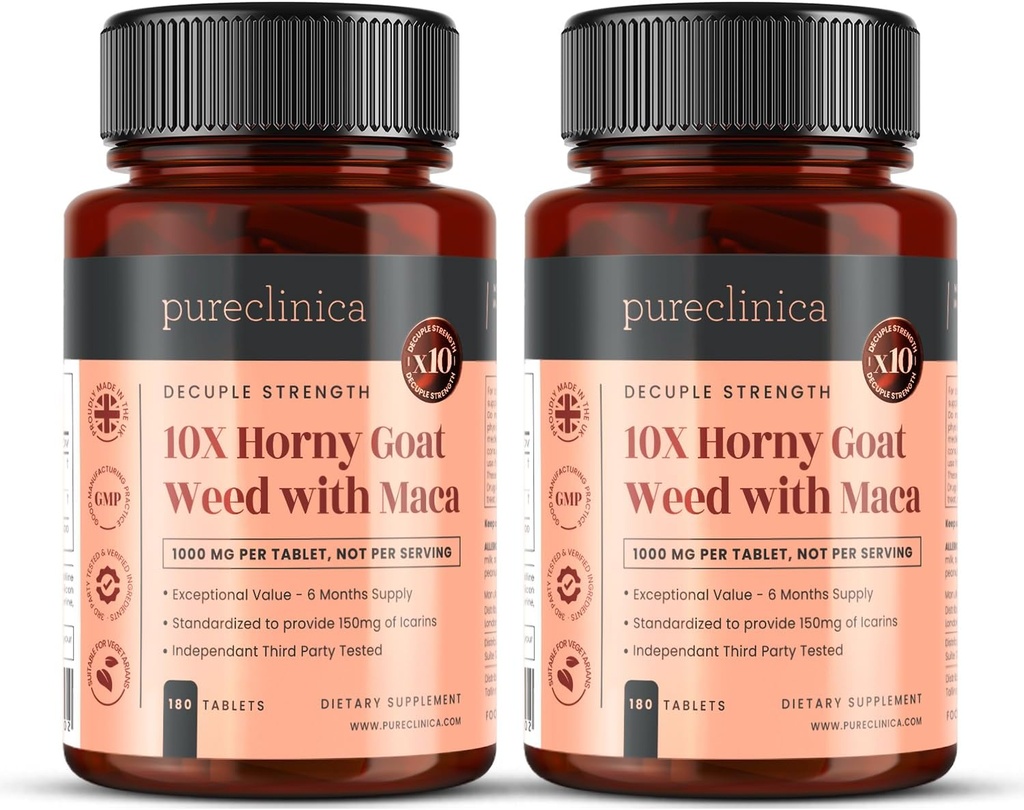 10X Horny Coat Weed Extract (3750mg) Maca Extract (2500mg) x 360 tabliet (2 fľaše po 180) - 1 Roky Supply