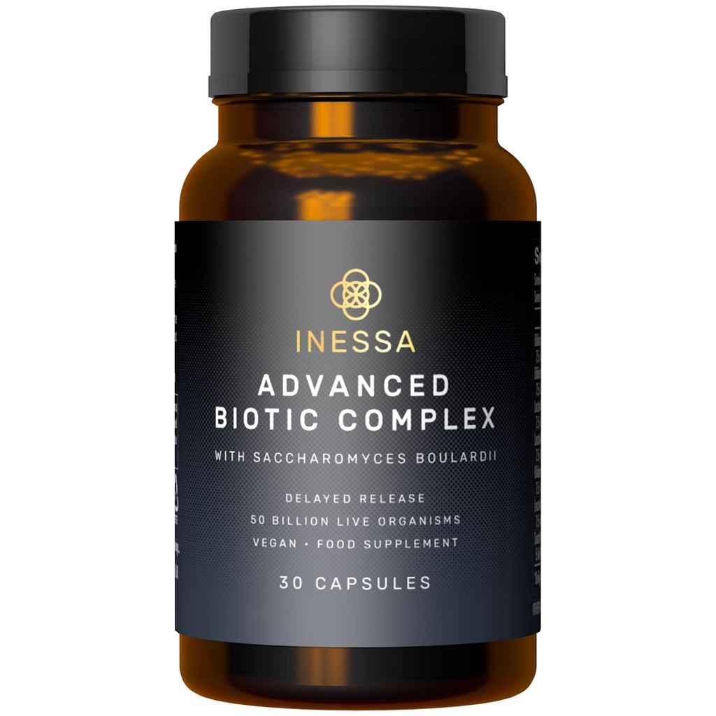 Inessa Advanced Biotic Complex - 50 miliárd CFU Probiotiká Pre ženy Tráviace, Gut Health S oneskoreným uvoľnením - 7 kmeň Dairy Soy Gluten Free Probiotic Supplement - 30 Vegan Kapsule Po Muži a Wome