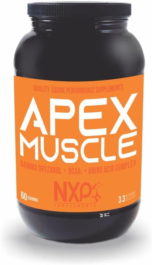 APEX Muscle, Body & Strength Builder for Horses - Energy, Endurance, Stamina, Recovery Support - Gamma Oryzanol BCAA Amino Acides Lysin Carnitine L-Arginine AKG 3.3 lb (60 Servings)