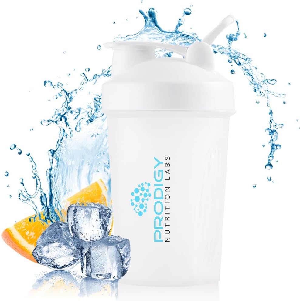 Prodigy Nutrition Labs Premium Shaker Bottle Perfect for Protein Shakes and Pre Cvičenie -14 Ounce (biela)