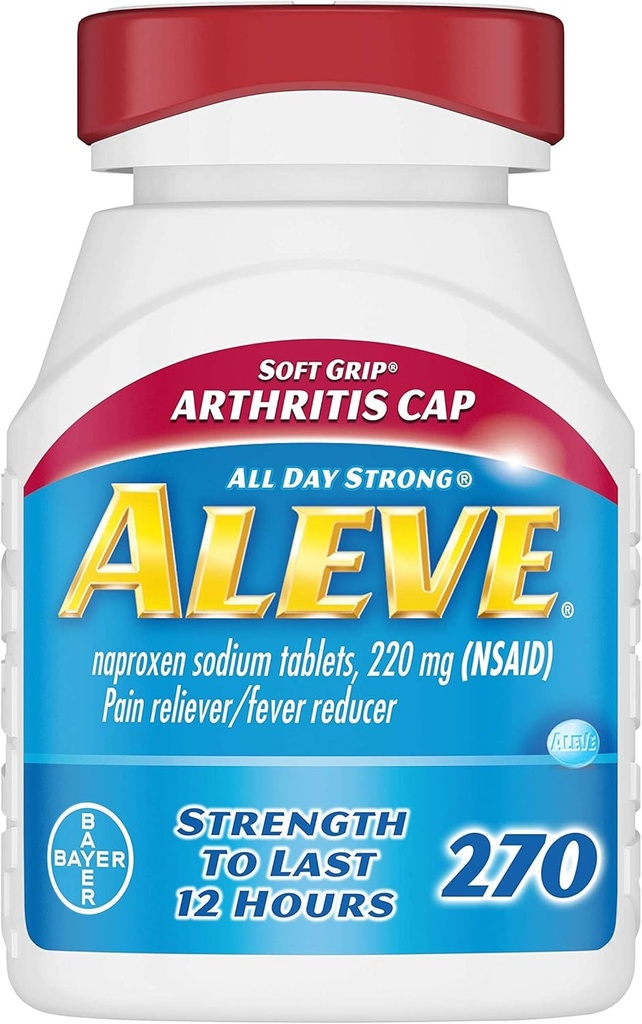 Aleve Soft Grip Artritída Cap Tablety, Fast Acting All Day úľava od bolesti pri bolestiach hlavy, bolesti svalov a zníženie horúčky, Naproxen Nátrium Kapsule, 220 mg, 270 Počet