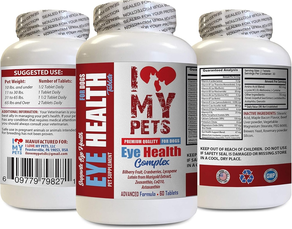 I LOVE MY PETS LLC pes oko doplnok - pes oko zdravotný komplex - Premium Formula - Vet Doporučené - pes lutein - 1 fľaša (60 Treats)