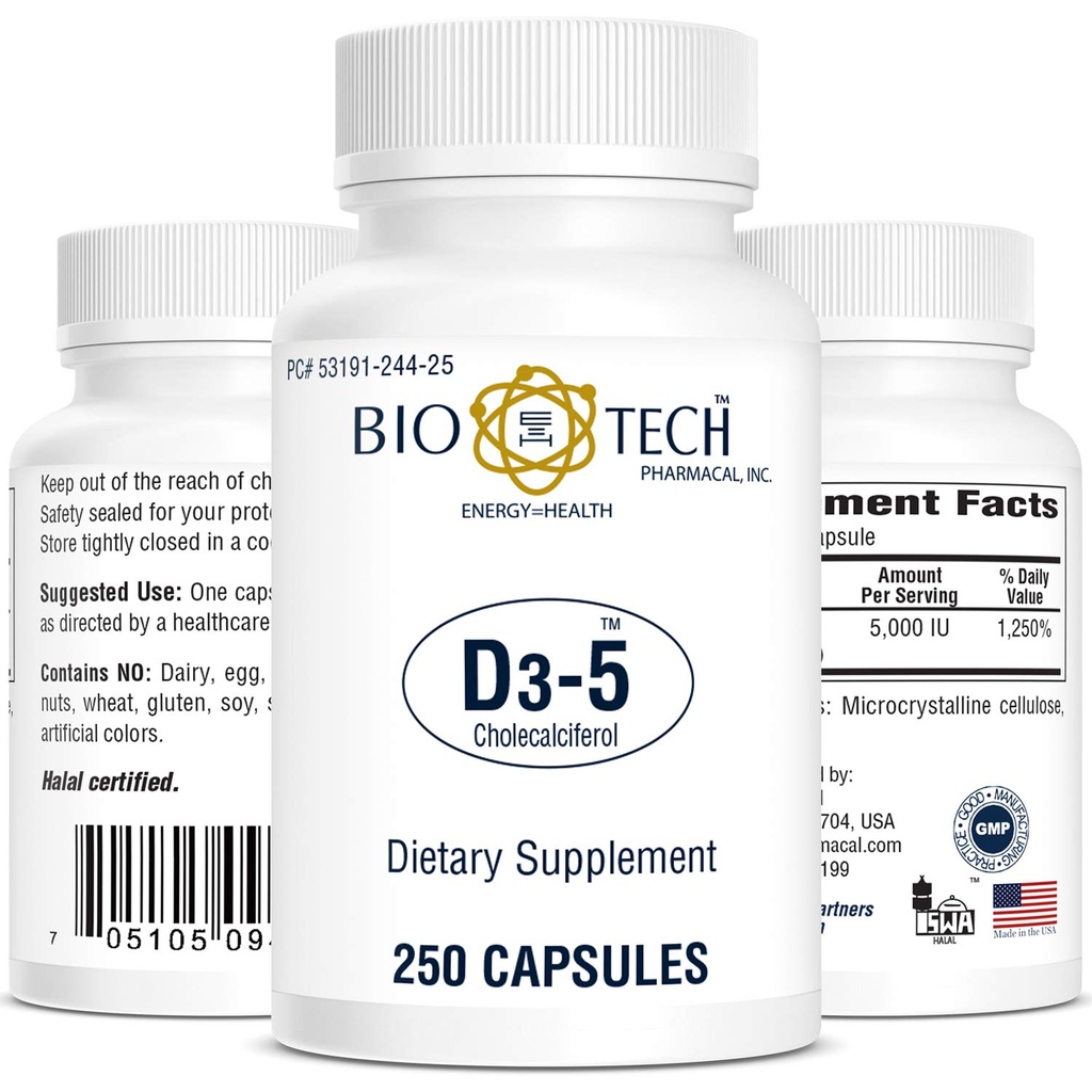 Bio-Tech Pharmacal Vitamín D3 (D3 5k IU, počet 250)