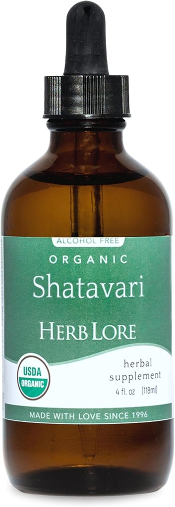 Herb Lore Organic Shatavari Root Extract Tinktúra - Tekuté Shatavari kvapky (Asparagus Racemosus) pre Laktáciu a Wellness Support - Bez alkoholu (4 fl oz)