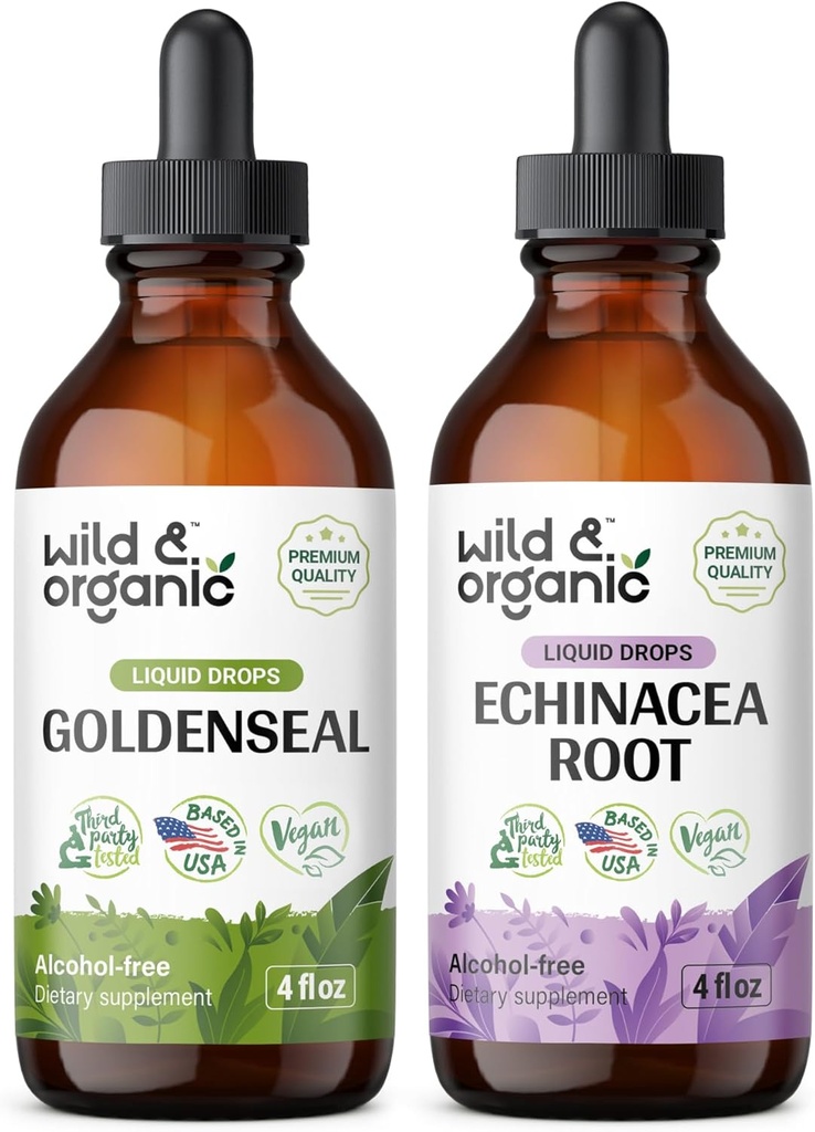 Wild & Organic Goldenseal Tinture 4 fl oz & Echinacea Tinture 4 fl oz