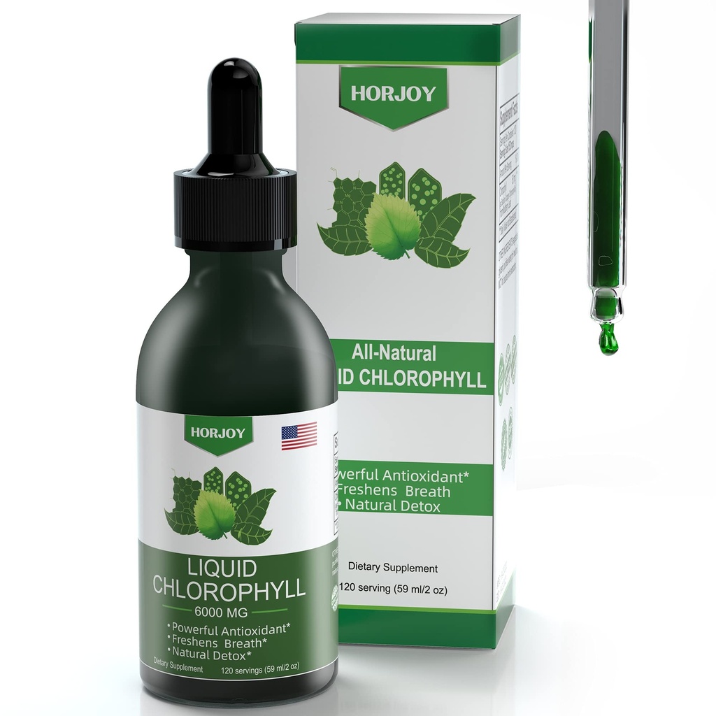 Chlorofyl Tekuté kvapky - 100% Natural Energy Booster a Immune Support - Internal Deodorant and Detox - Altitude Choroba Relief - Rýchla absorpcia, Vegan & Non-GMO - 120 Servings (Pack of 1)