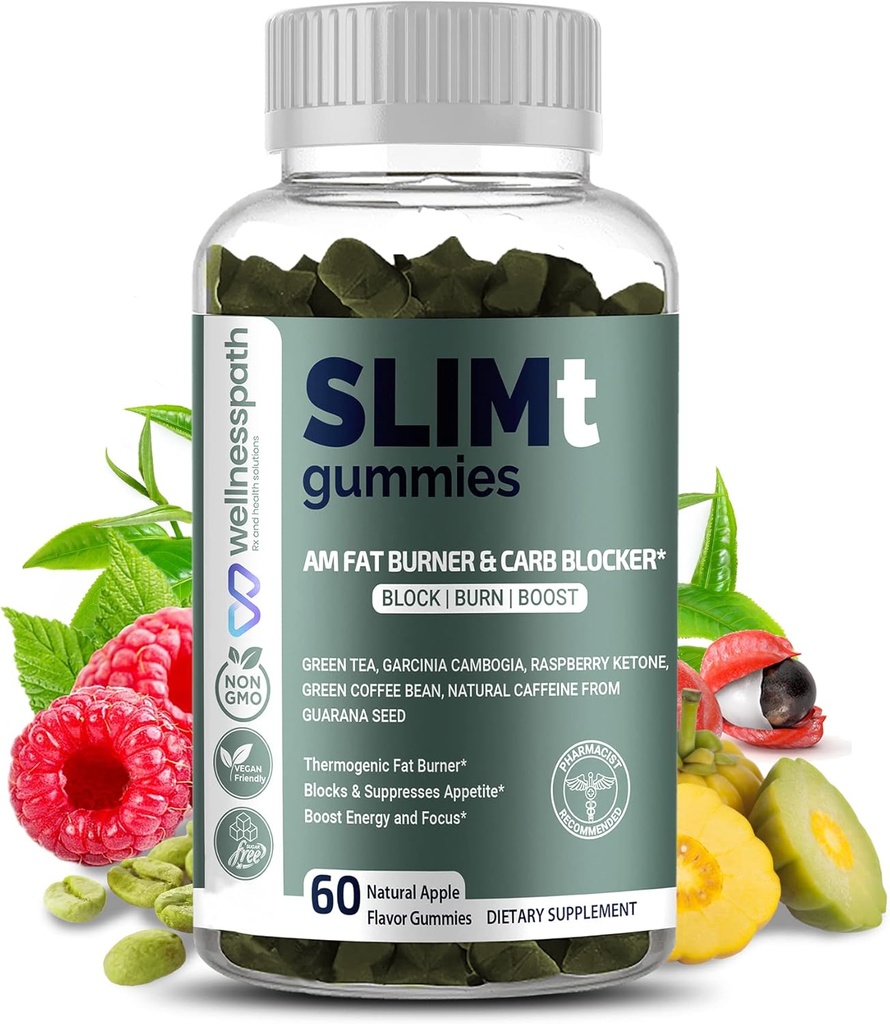SLIMt Chudnutie a chuť k jedlu ovládanie Gumies, Termogénny metabolizmus Booster, pomáha s chudnutie pre ženy a mužov, Prírodná energia Booster, 60 Počet - Wellnesspath Rx a zdravotné riešenia
