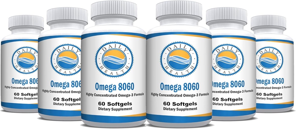 Omega 8060 2400mg Omega 3 Rybí olej Spoločný zdravotný doplnok 60 softgel - 6 Mesiac Zásobovanie - 6pk