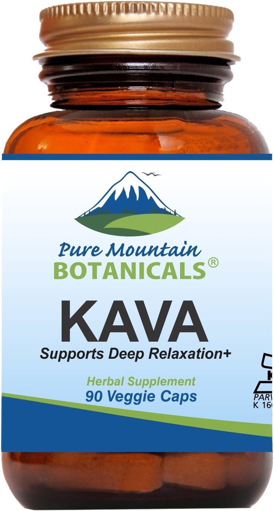 Pure Mountain Botanicals Kava Kava Capsules - 90 Kosher Vegan Caps with 400mg Wild Vanuatu Kava Root Extract