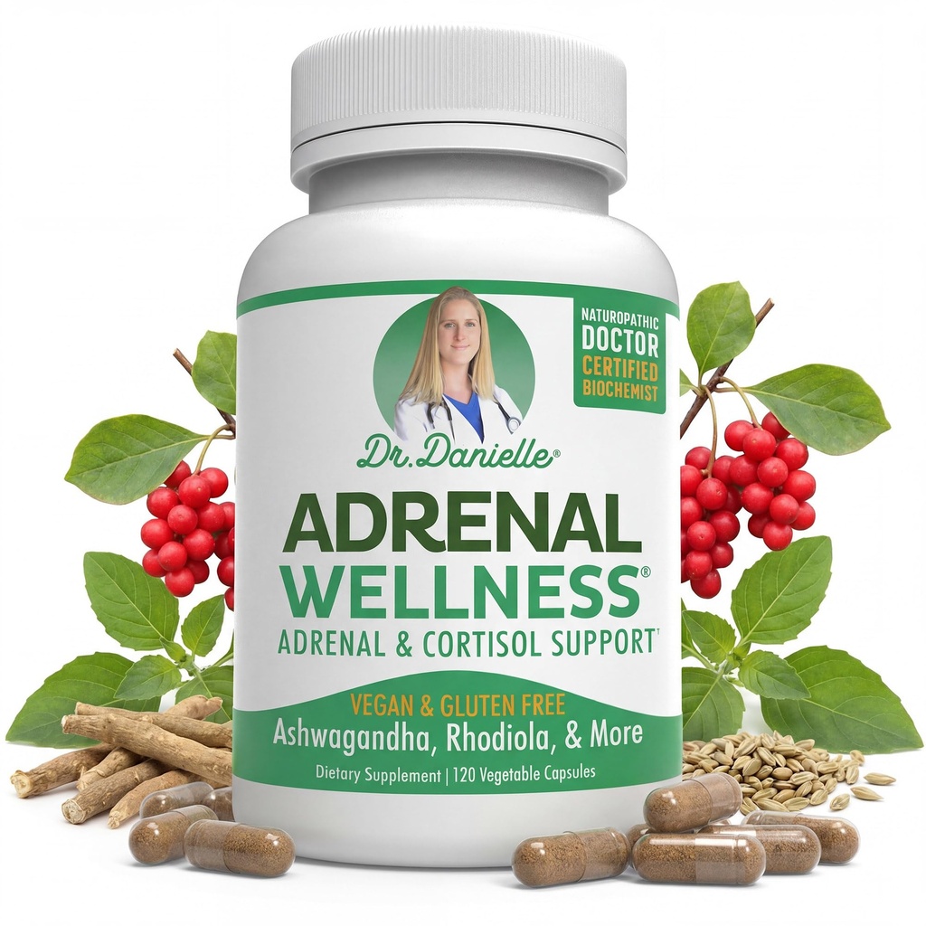 Adrenal Wellness Ashwagandha & More - Organic Mind, Body Support by Dr. Danielle, 120 Kapsule
