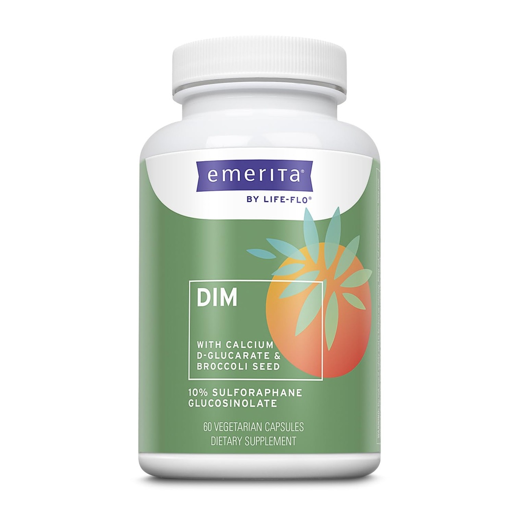 Emerita by Life-flo DIM Supplement, Balance podpora pre ženy so 100 mg DIM Plus kalcium D-Glukarát a brokolica Seed extrakt, 60-dňová záruka, netestované na zvieratách, 30 Servings, 60 VegCaps