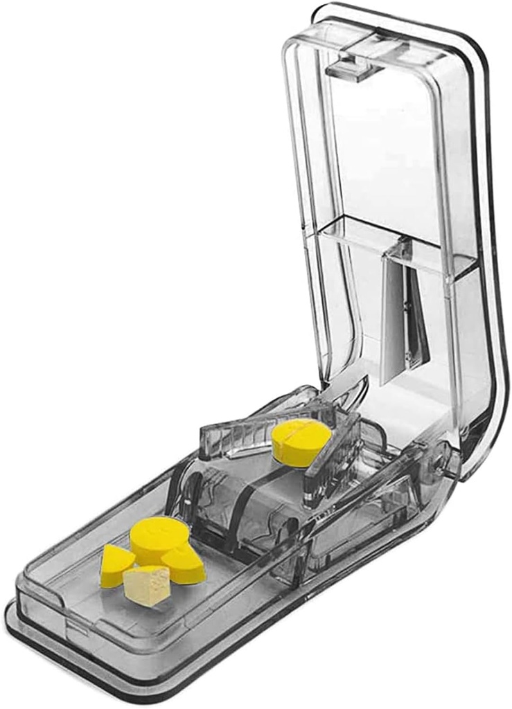Pill Cutter pre malé alebo veľké pilulky. Najlepšie viacnásobné pilulky splitter vôbec! Design v USA. Dvojité ako krabica s tabletkami. Nie je vhodný pre Tiny Pills. Držiak na pilulky Keychain ako bonus.