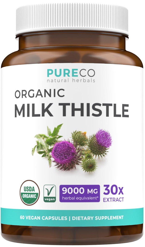 USDA organické mlieko Thistle Kapsule - 80% Silymarin Supplement for Liver Support- Super Concentrated 300mg of 30:1 Milk Thistle Extract Rovnocenné 9,000mg - Milk Thistle Liver Detox 60 Day Supply