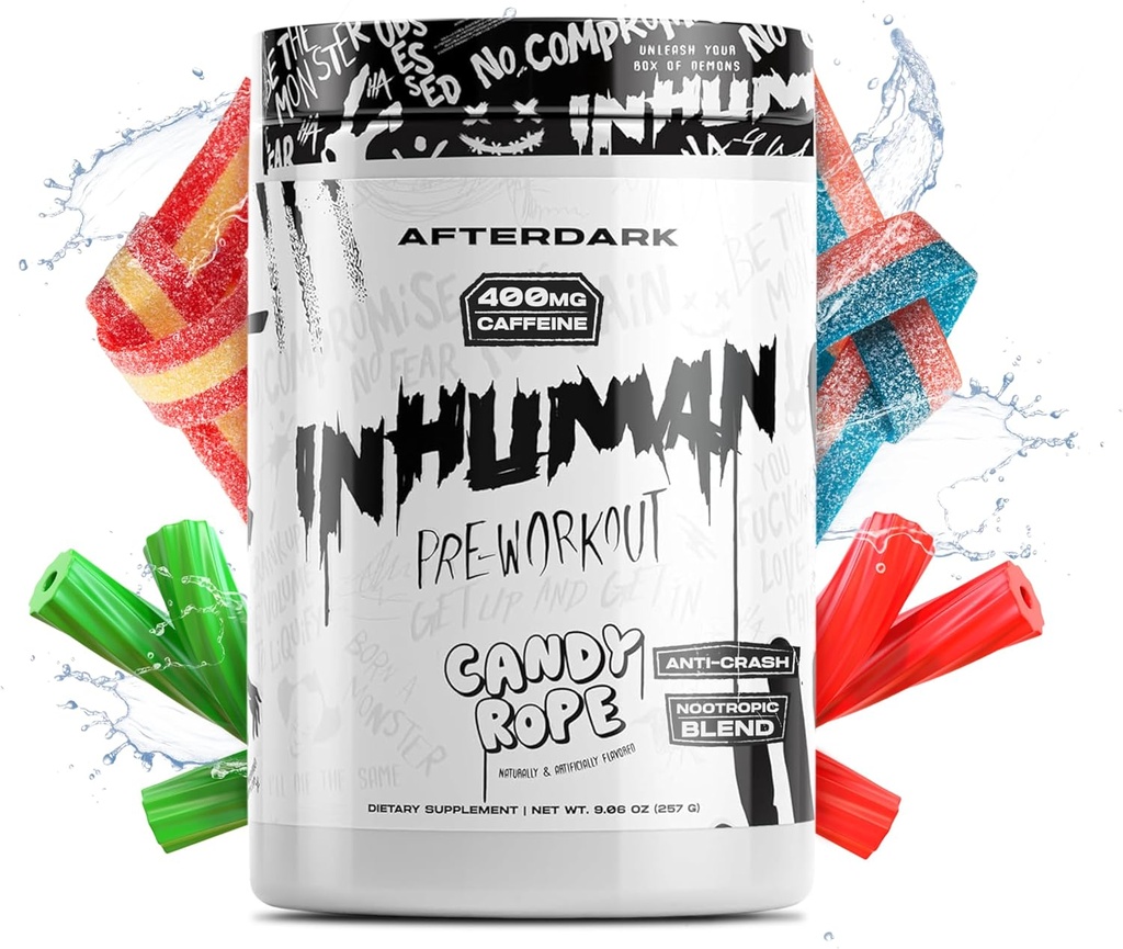 PO DARKU INHUMAN predprášok, posilnená Mind-muskle pripojenie, Trvalá energia, Silný Nootropný Blend, Vegan, Gluten-free, Soy-free, 400mg kofeín, No Crash, Candy lano