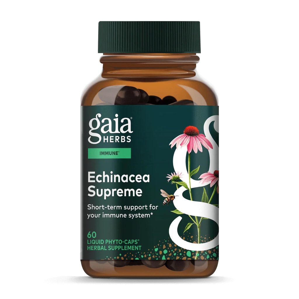 Gaia Herbs Echinacea Supreme - Immune Suplement - Echinacea Purpurea & Angustifolia Blend to Support Immune System* - 60 Vegan Liquid Phyto-Capsules (30-Deň dodávky)