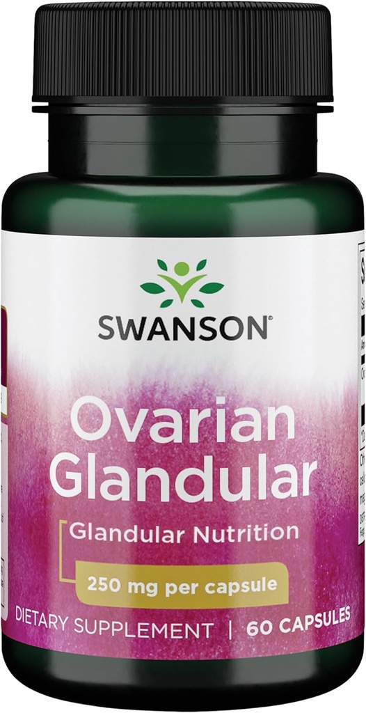 Swanson Ovarian Glandular Supplement - Women's Glandular Health and Balance Support - Premium Bovine Tissue - 60 Capsules, 250mg Each