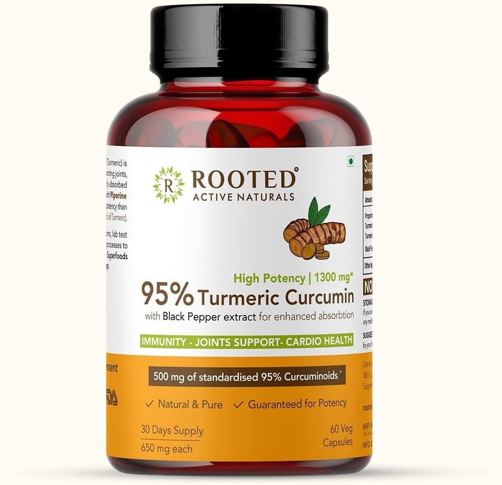 Kurkumín (95%) s extraktom z čierneho papriky (pre lepšiu absorpciu),1300mg, pre imunitu, kĺby zdravie 