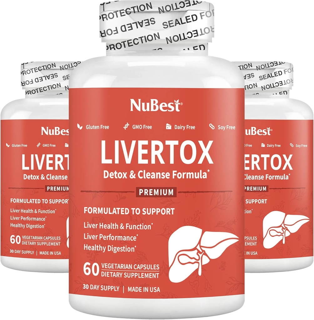 NuBest LiverTox - Premium Pečeň Zdravotný vzorec - Pečeň Čistenie, Detoxikácia a oprava - s mliekom bodliak, Choline, Repee, Turmerica, Artičoky a púpavy - 3 Pack 3 Mesiace Dodávka