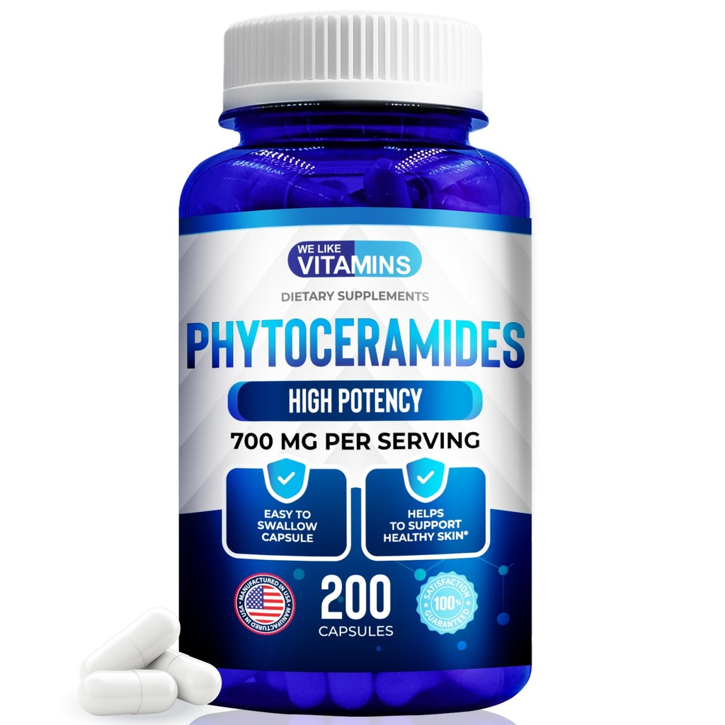 Máme radi vitamíny Phytoceramidy 700mg - 200 Kapsule All Natural Wheat Free and Plant Based - Phytoceramide Supplement - Skin Supplement for Women - Ceramides for Skin Hydration, Repair, Rejuvenation