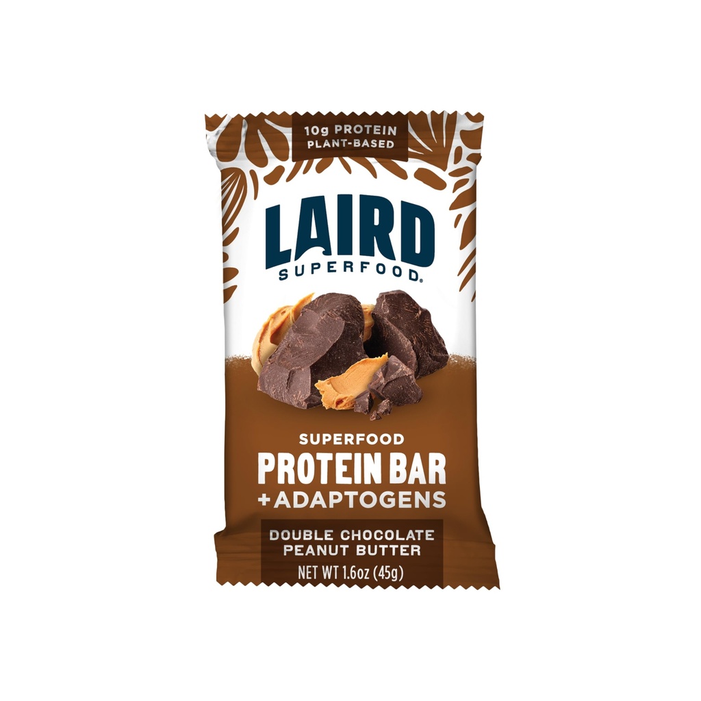 Laird Superfood Funkčné proteínové tyčinky, Protein Bar, ale lepšie s skutočnými zložkami, Funkčné Huby 10g Rastlinný proteín, 6g Fiber, Double Chocolate Arašidové maslo, 10 počet (Pack of 1)