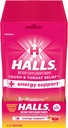 HALLS Relief + Energetická podpora, Strawberry Lemonade Drops, 12 Vrecúšok 25 Drops (300 Celkové kvapky)
