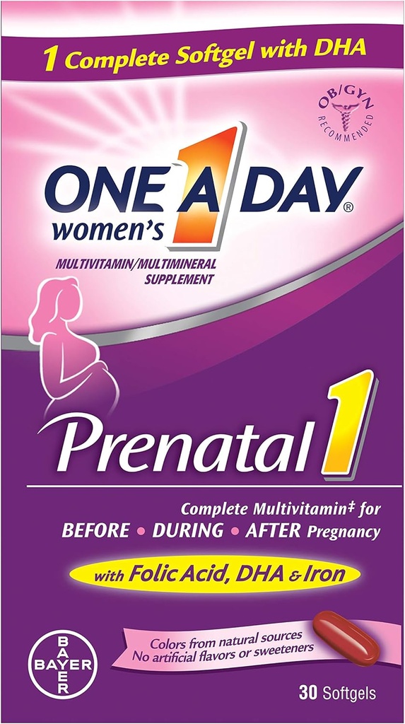 Jednodňový prenatálny 1 s DHA a kyselinou listovou softgelmi, 30 ea (dávka 6)