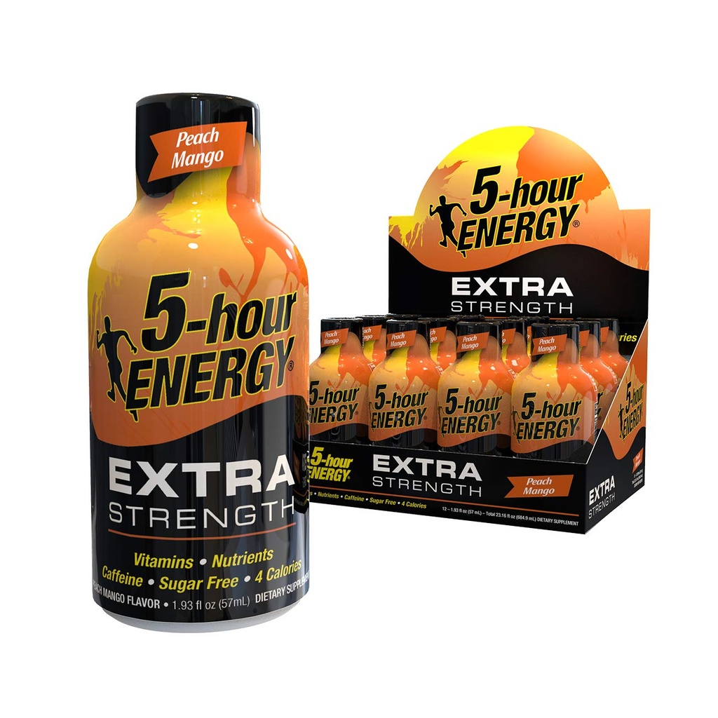 5-hodinová ENERGY Shot, Extra Strength, Peach Mango, 1,93 Ounce,12 Počet
