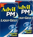 Advil PM Liqui-Gels Bolesť Reliever a Nočný spánok Pomoc, Bolesť Medicína s Ibuprofen pre úľavu od bolesti a difenhydramín HCL pre spánok pomoc - 2x80 Tekuté naplnené kapsuly