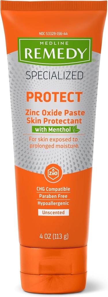 Medline Remedy Specialized Zinkový oxid paste s mentolom (4 oz Tube), Nevoňaté, Calamine, Inkontinencie starostlivosti, Plienkové vyrážky, Wetness Protection, Hypoalergenic, Paraben bez, Dospelí, Upokojujúce
