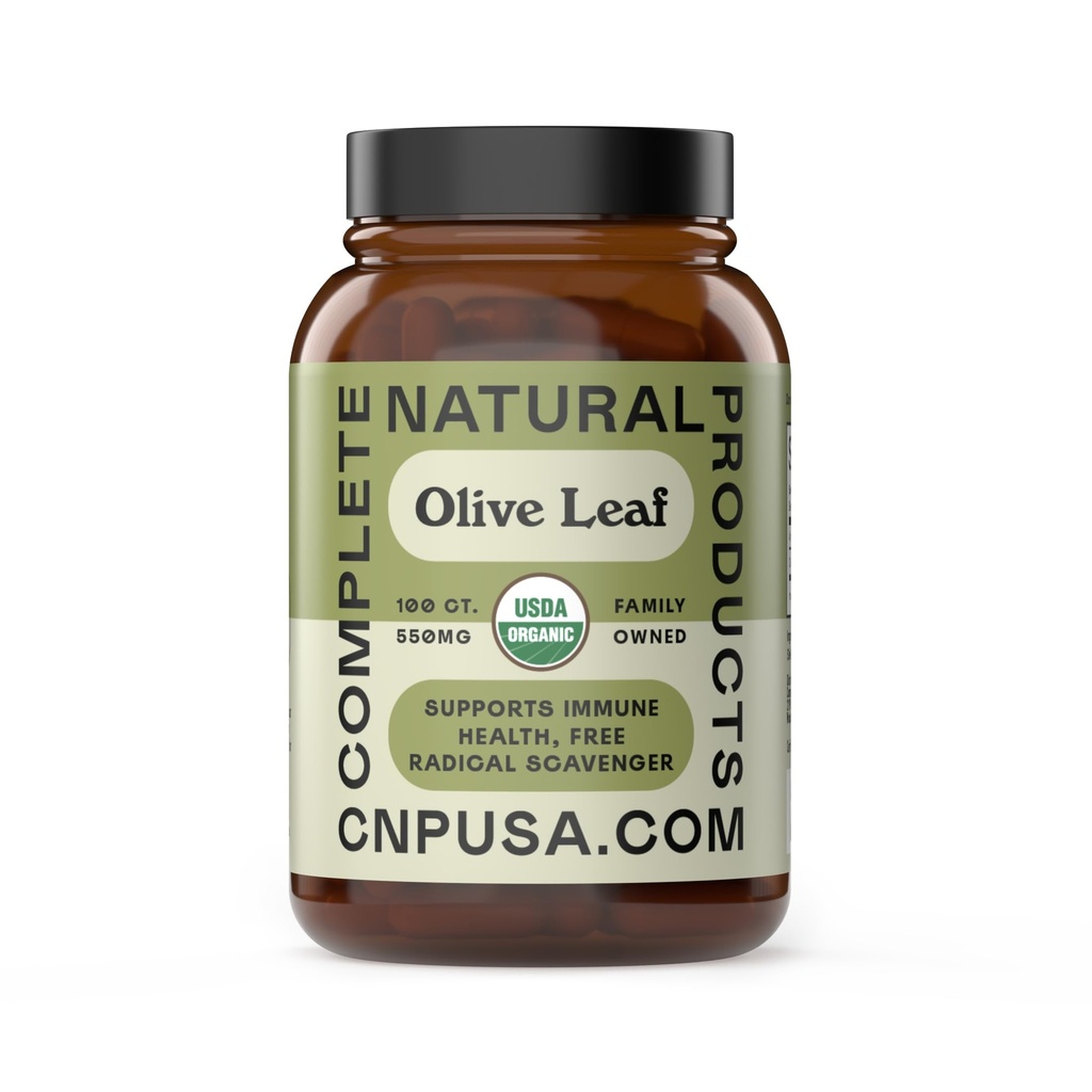 Kompletné prírodné produkty Organic Olive Leaf Kapsule - 550mg, 100 Gróf, 1100mg per Serving