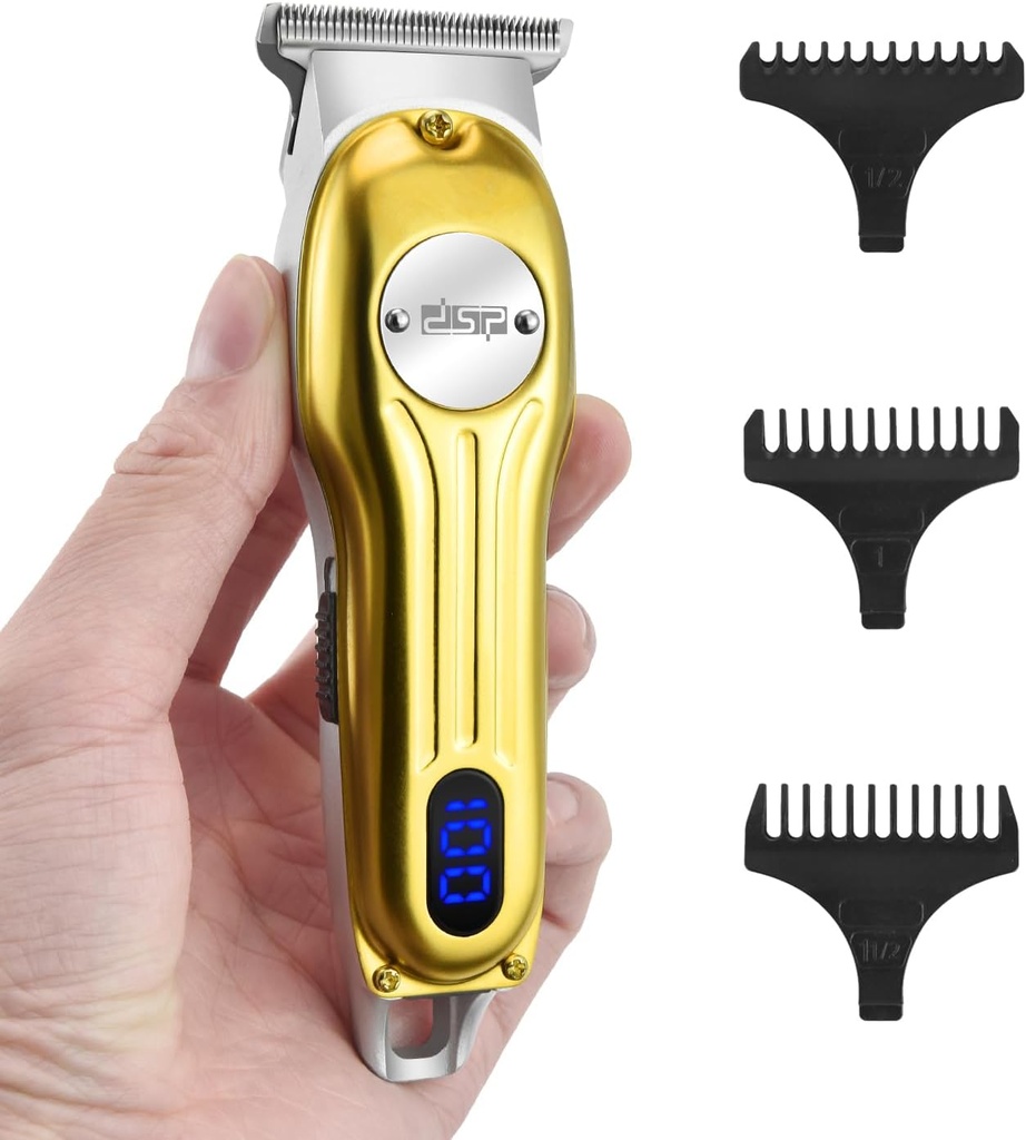 DSP Bradavice Trimmer pre mužov, bezdrôtové vlasy Clipper Shavers, tvárové vlasy Trimmer pre brada a fúzy Trimming, Profesionálne strihanie vlasov Kit pre mužov Dobíjateľný LED displej (Gold)