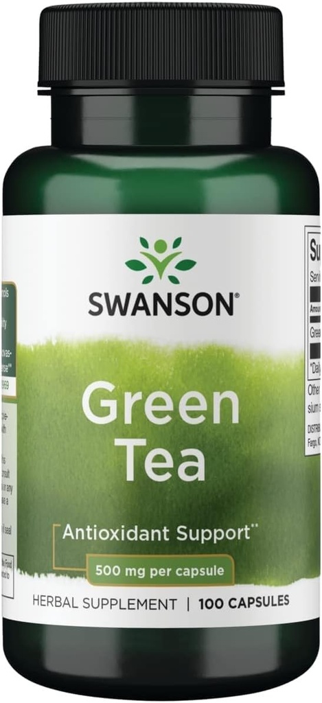 Swanson Green Tea Extract Supplement - Antioxidant Rich - 500 MG Green Tea Leaf Powder - 100 Kapsule