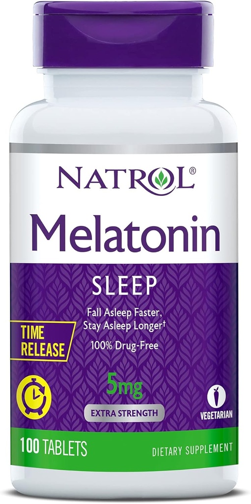 Natrol Time-Release Melatonin 5 mg, Dietary Supplement for Restful Sleep *, 100 tabliet (Pack of 2), 200 Day Supply