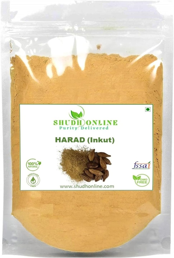 KRISTINA Harad Powder, Haritaki, Inknut Powder, Haralu (100 Grams), Harar, Karakkaya, Kaudukai, Terminia Chebula for Weight Loss, Digestion, Face, Dark Circles