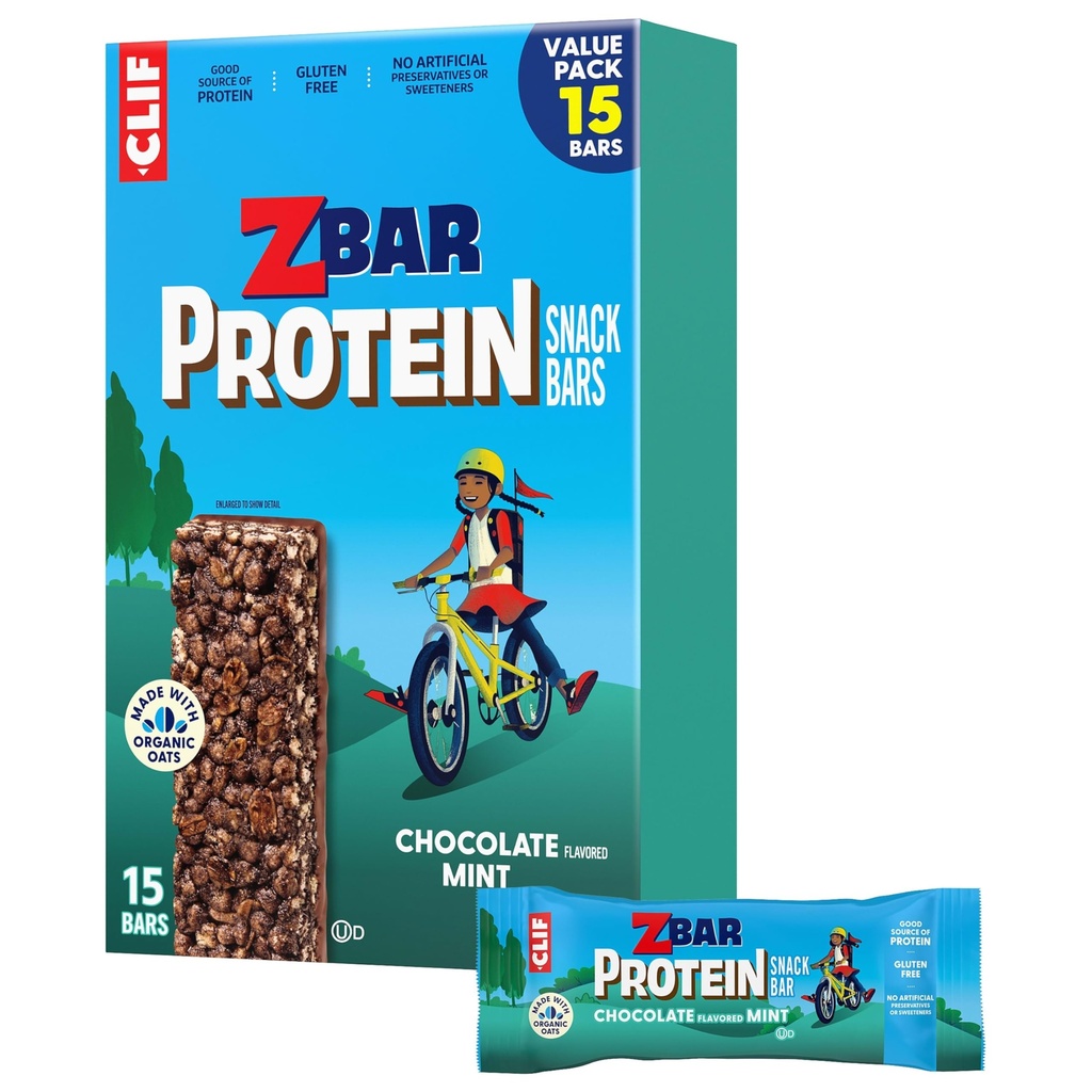 Zbar Protein - Čokoládová ochutená mincovňa - Crispy Snack Bars - Vyrobené z organického ovosu - Non-GMO - 5g Protein - Gluten Free Protein Bars (15 balenie)
