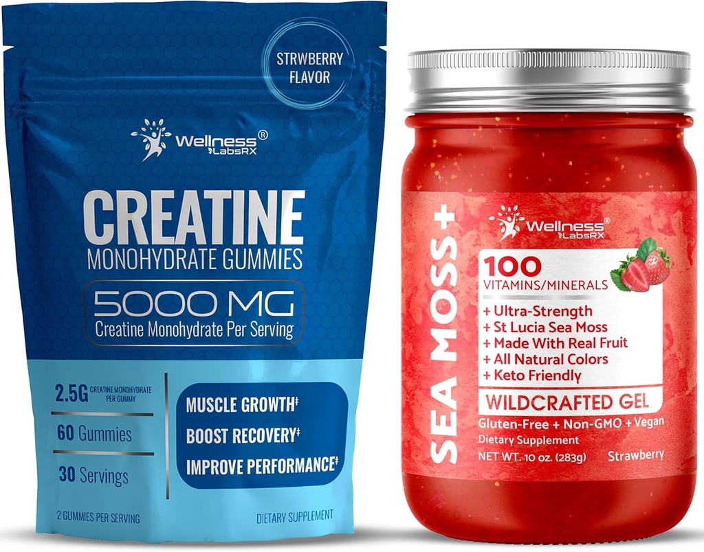 WELLNESS LABSRX Sea Moss Gel Strawberry s kreatínovými Gummies