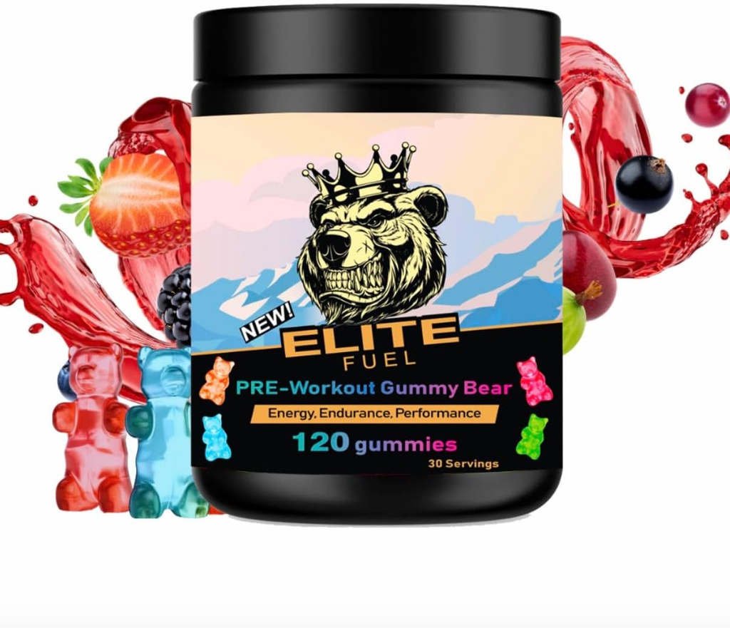 Pred tréningové Gummies Elite Fuel - nekonečná energia, okamžitá sila Zisk, Intenzívne čerpadlo, Vylepšený energetický výstup a lepší športový výkon, vytrvalosť výkon