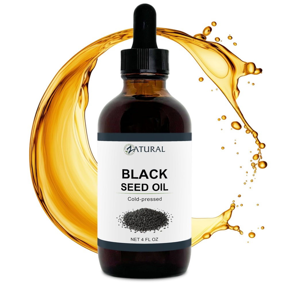Zatural Black Seed Oil Nigella Sativa Cold Pressed Cumin Oil Digestion, koža, mozog, immune, kĺby a ďalšie (4 Fl Oz)
