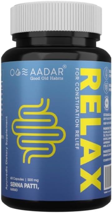 AADAR Re-LAX Zápcha Relief, Ayurvedic Digestion Support a Bowel Wellness kapsule, 60 jednotiek - s Senna, Harade, Ajwain Kapsule od Digestion