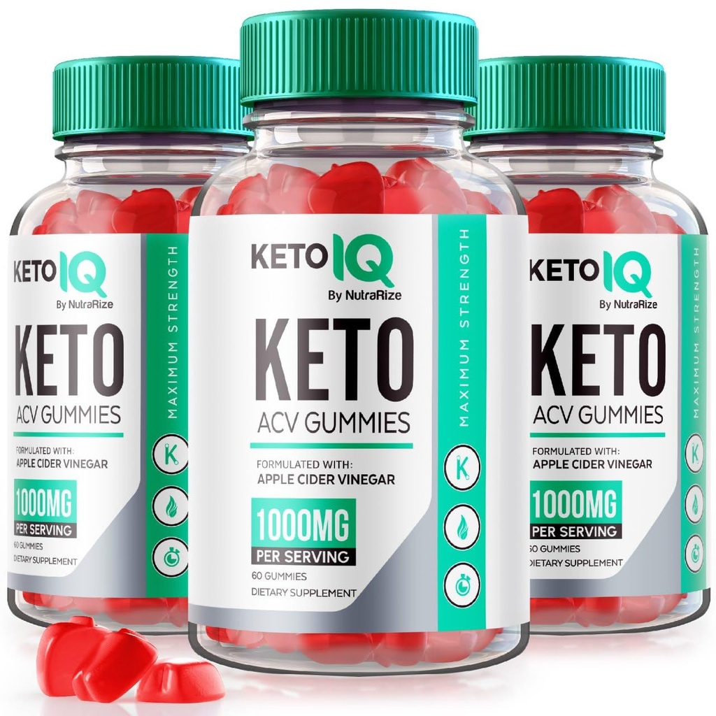 NutraRize (Pack of 3 Keto IQ Keto ACV Gummies, Formula pre pokročilé chudnutie, Dietary Supplement, Gomitas Reviews (180 Gummies)