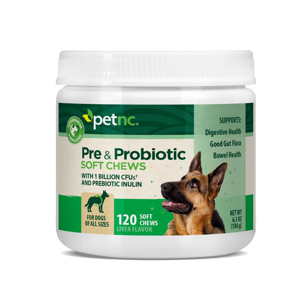 PetNC Natural Care Liver Flavor, Cheese Pre & Probiotic Soft Chews for Dog 120 ct (Packaging May Vary)